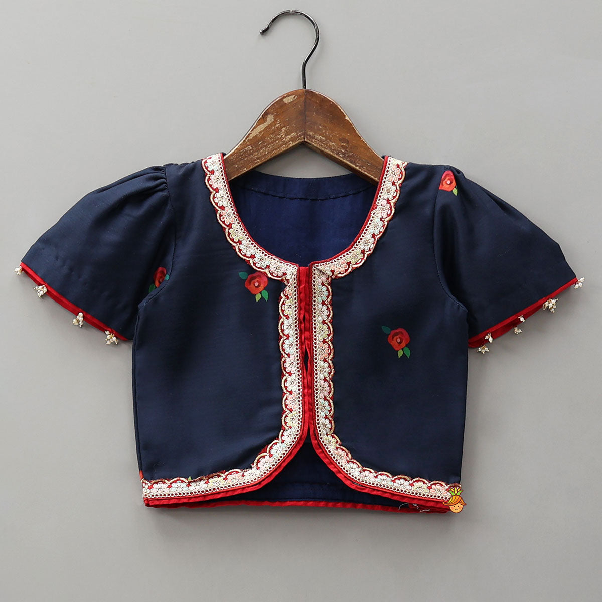 Pre Order: Floral Printed Round Neck Top And Lehenga With Contrasting Dupatta