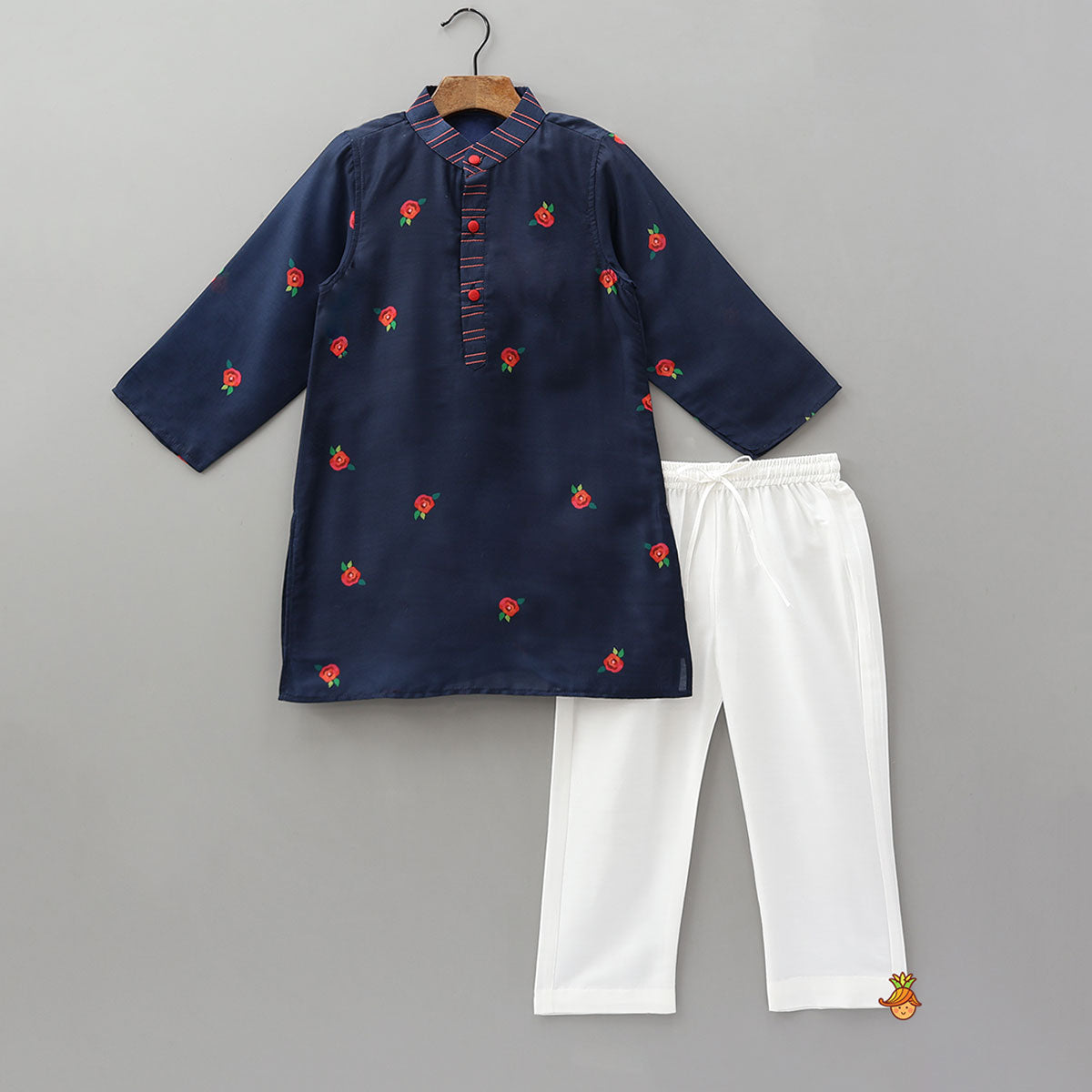 Pre Order: Tiny Floral Printed Kurta With Jacket And Pyjama
