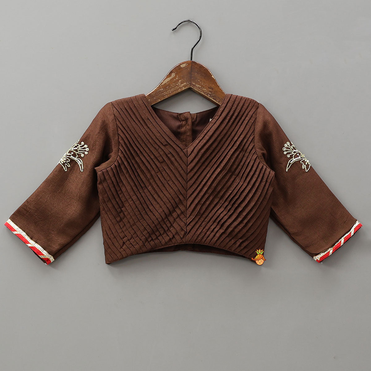 Pre Order: Pleated Top And Lehenga With Contrasting Dupatta