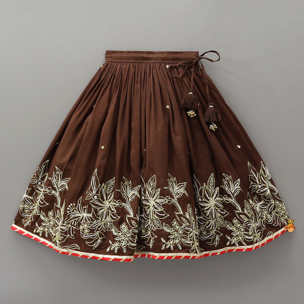 Pre Order: Pleated Top And Lehenga With Contrasting Dupatta