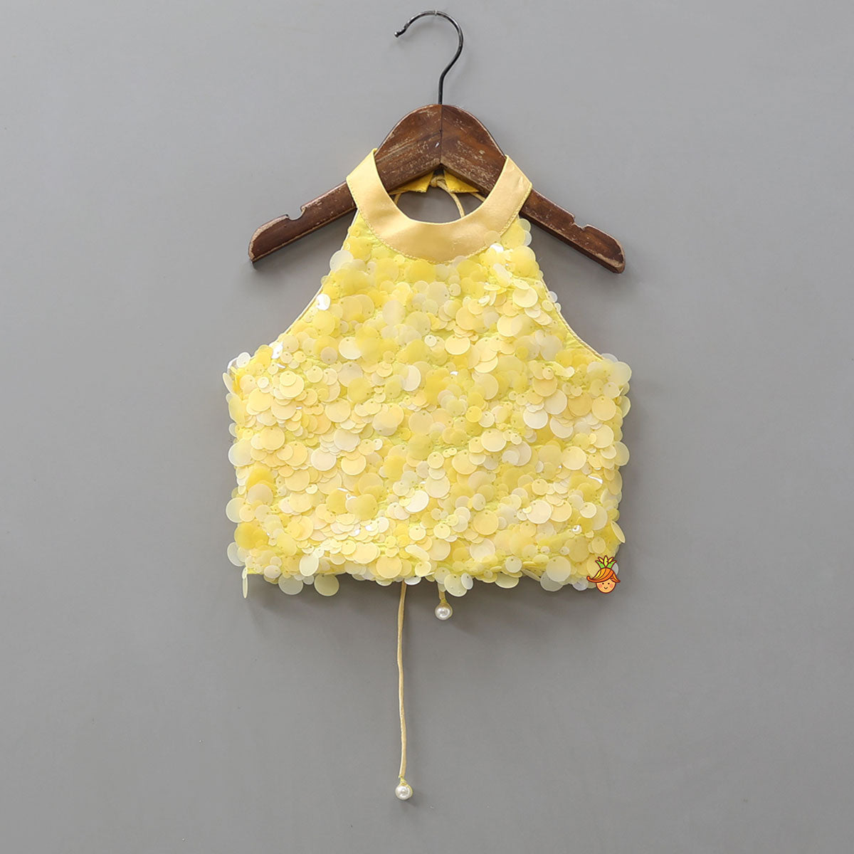 Pre Order: Adorable Sequined Halter Neck Top And Multicolour Shiny Lehenga