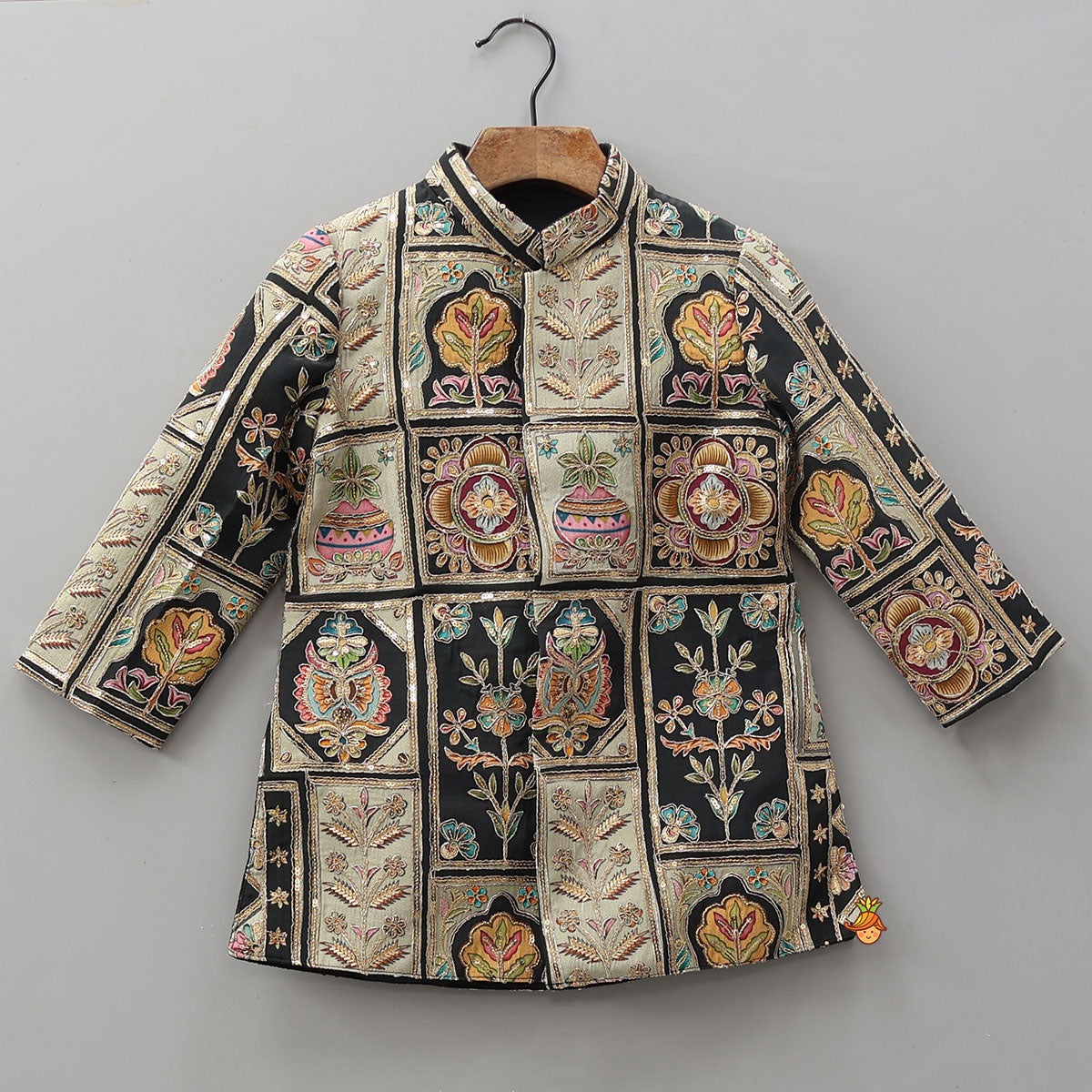 Pre Order: Charming Embroidered Sherwani With Pleated Patiala