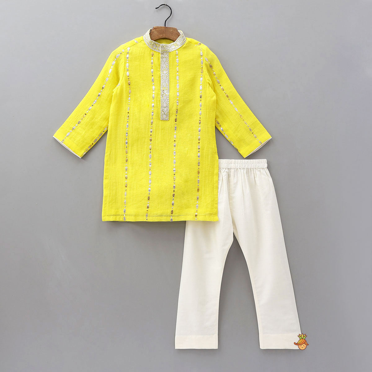 Pre Order: Embroidered Placket Kurta With Pyjama