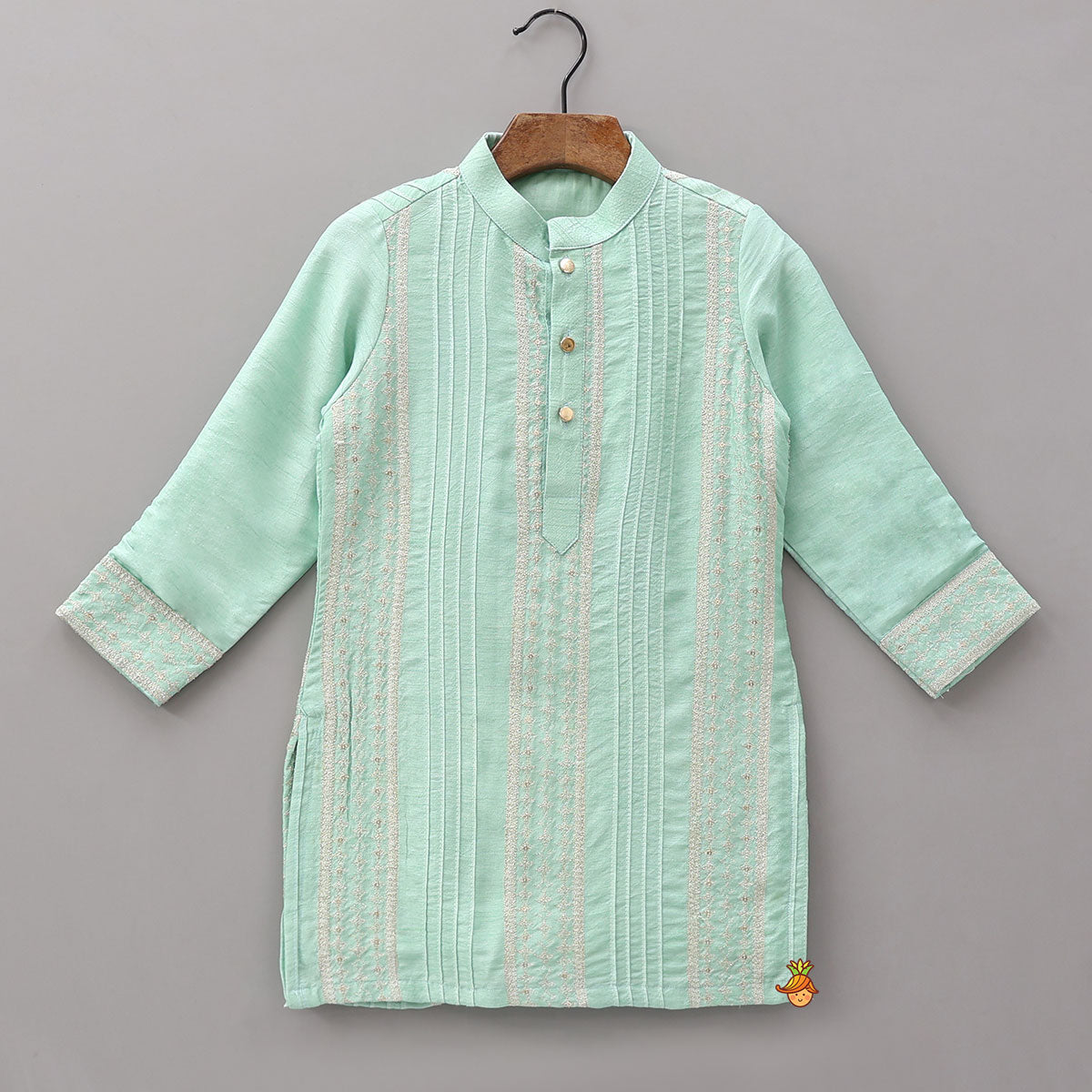 Pre Order: Pin-Tuck Embroidered Kurta With Pyjama