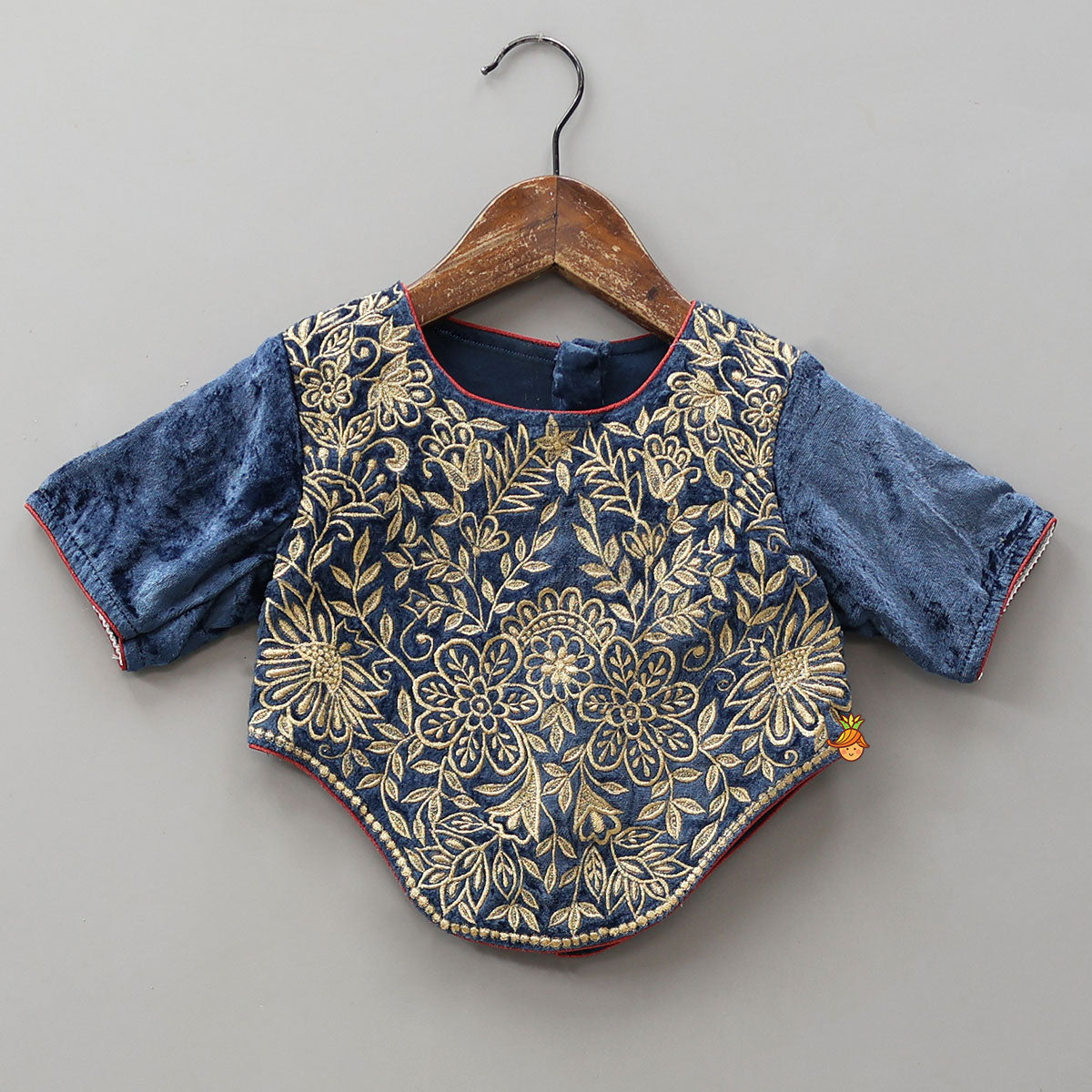 Pre Order: Velvet Embroidered Stylish Top With Matching Lehenga