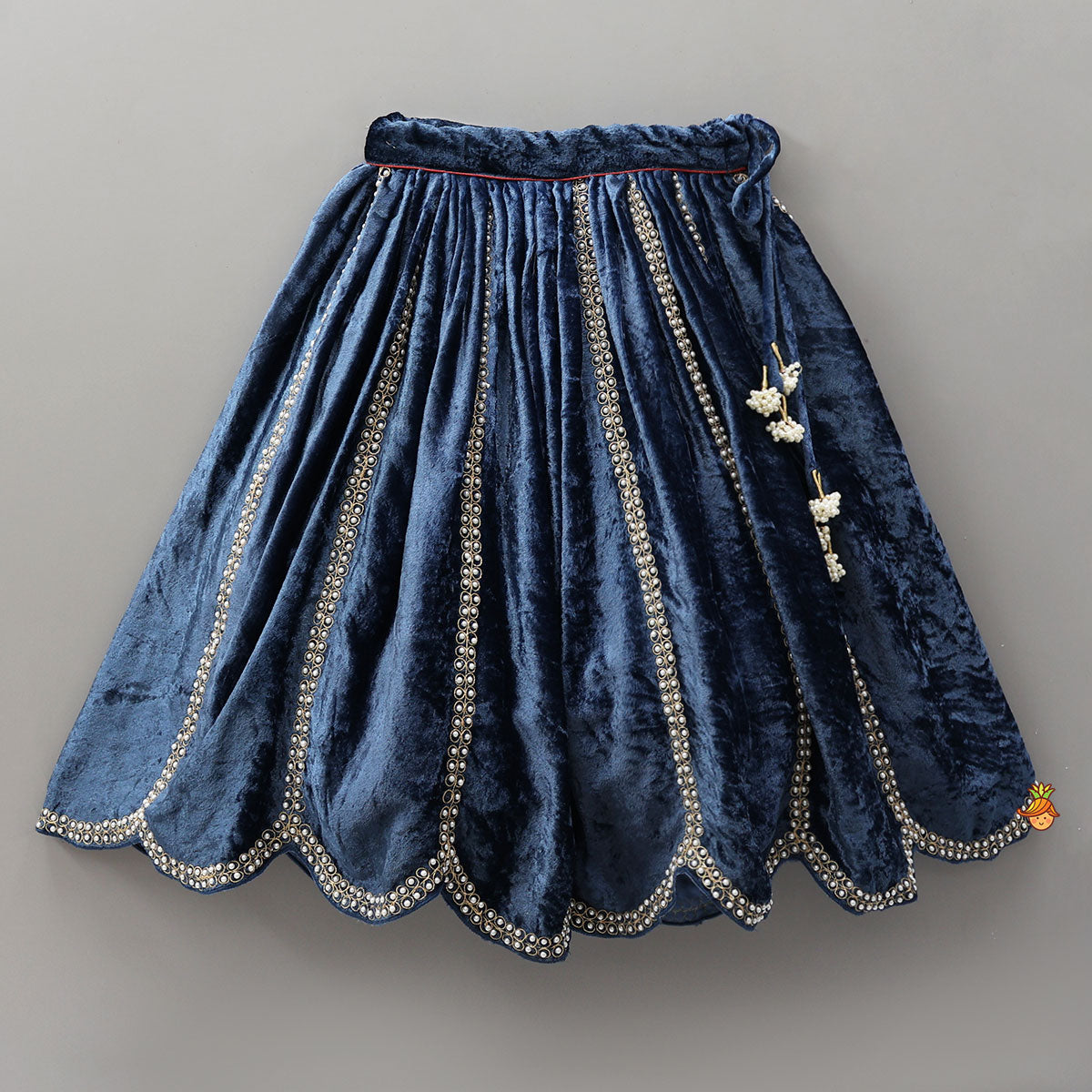 Pre Order: Velvet Embroidered Stylish Top With Matching Lehenga