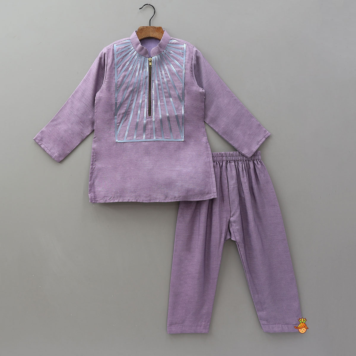 Pre Order: Holographic Lace-Work Kurta And Pyjama