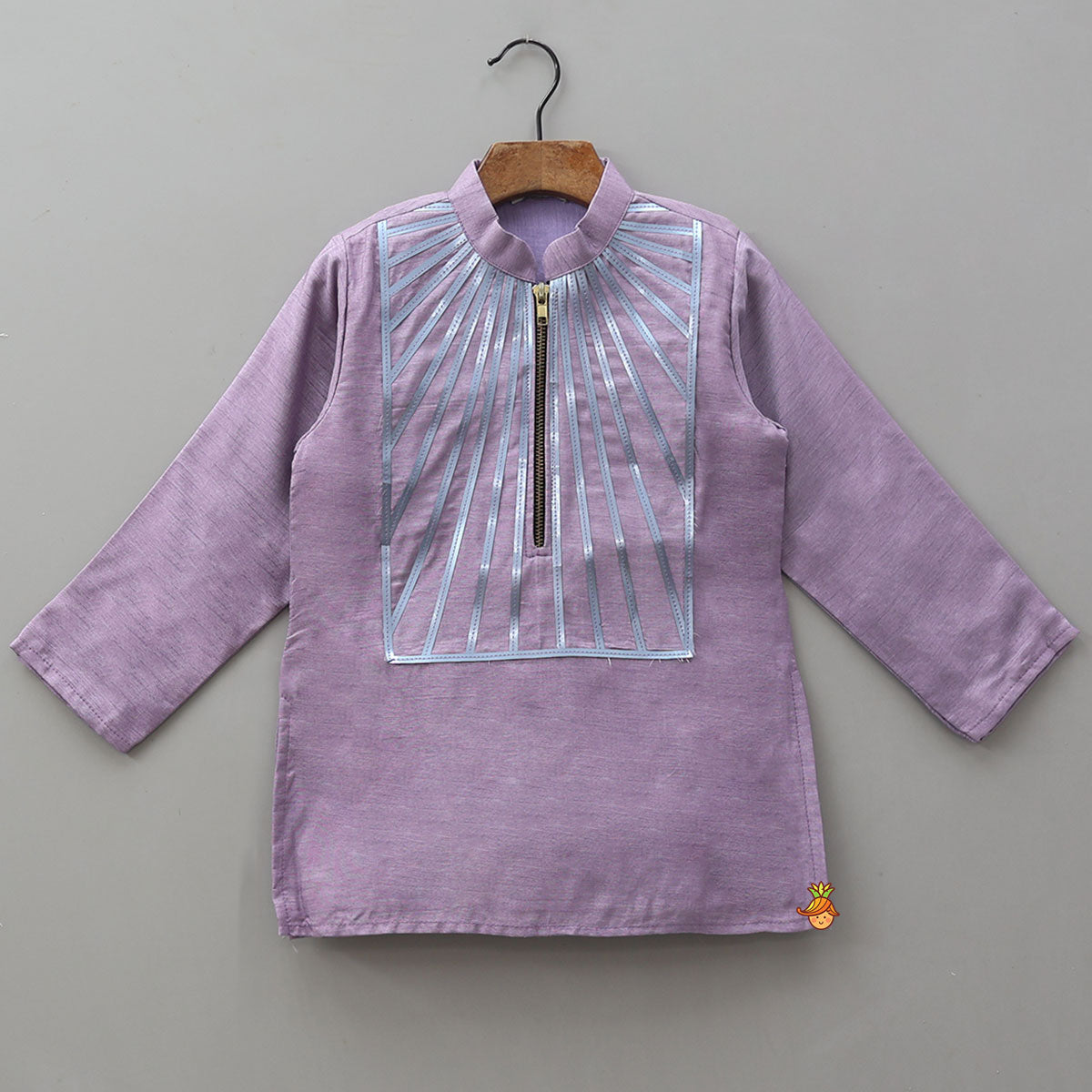 Pre Order: Holographic Lace-Work Kurta And Pyjama