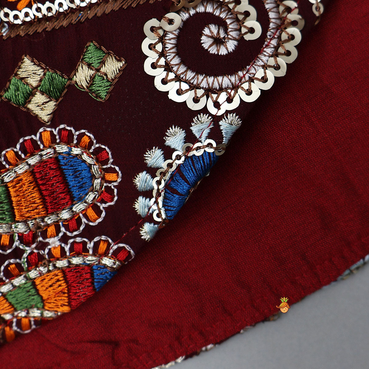 Pre Order: Heavy Embroidered Velvet Top And Gota Lace Work Flared Lehenga