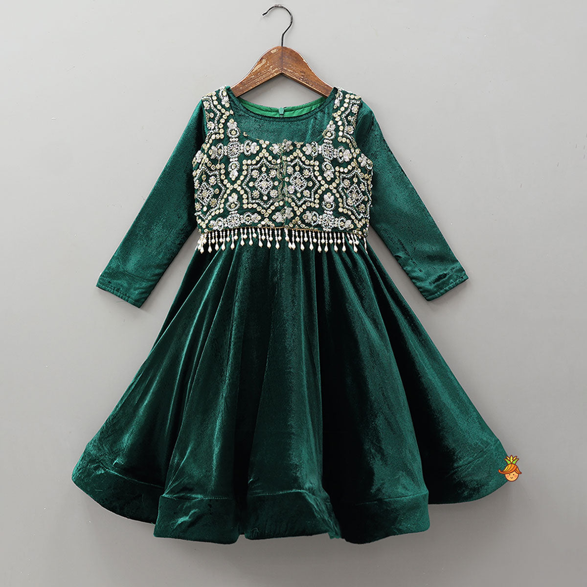 Pre Order: Flared Velvet Anarkali With Gorgeous Embroidered Crop Jacket