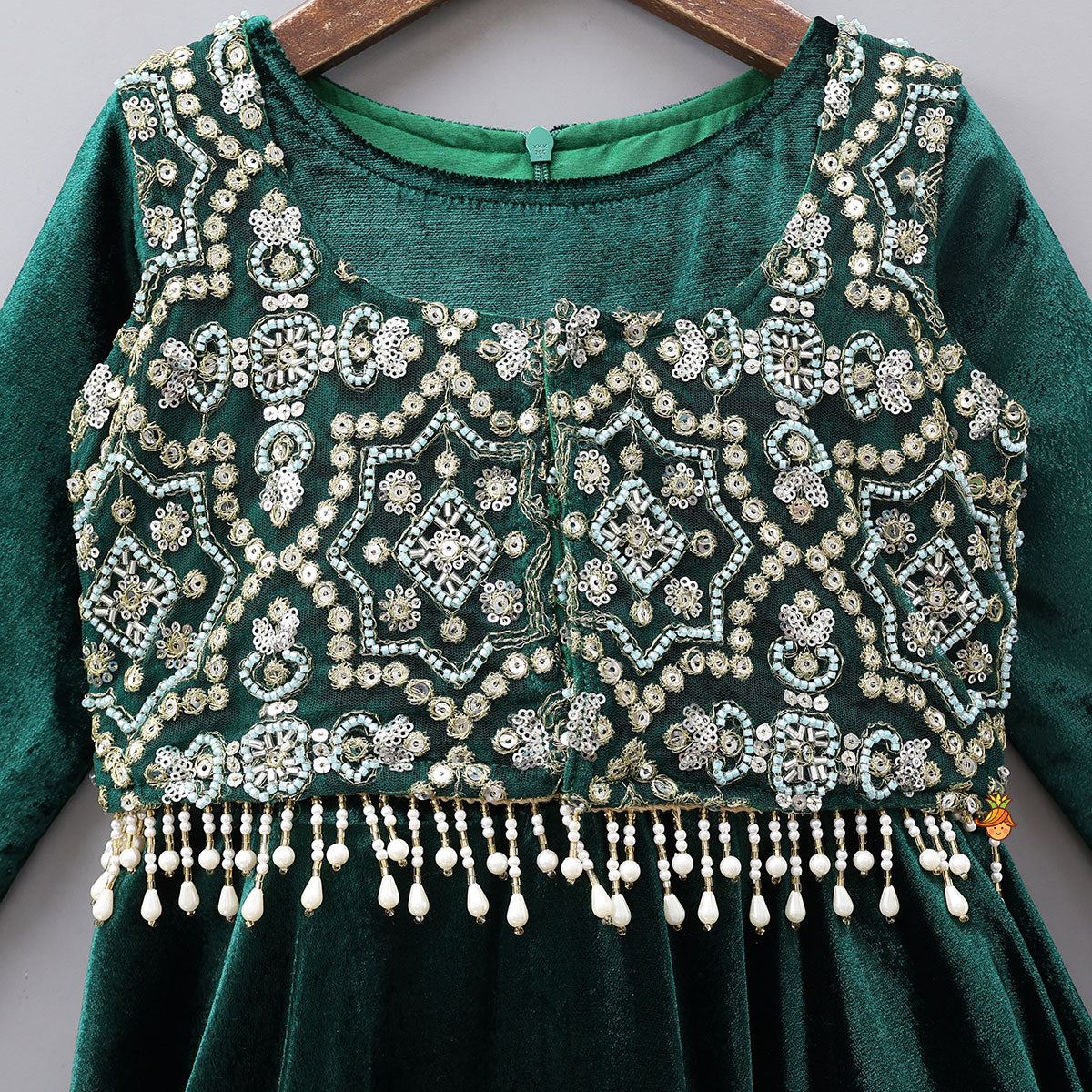 Pre Order: Flared Velvet Anarkali With Gorgeous Embroidered Crop Jacket