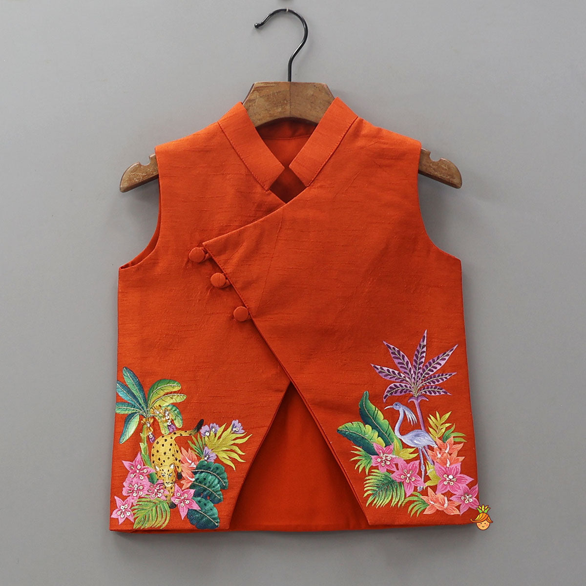 Pre Order: Ethnic Kurta With Hand-Painted Jacket And Matching Dhoti