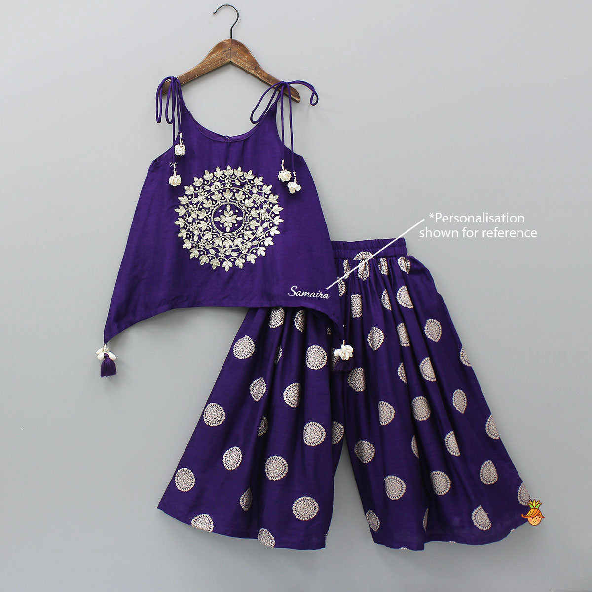 Pre Order: Gota Work Stylish Flared Top With Palazzo