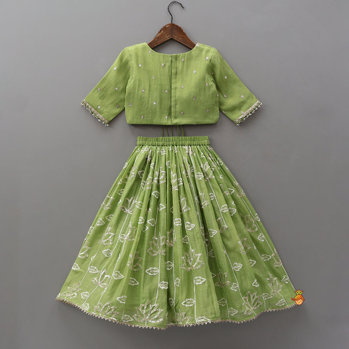 Pre Order: Stylish Top With Sequined Lehenga And Matching Dupatta