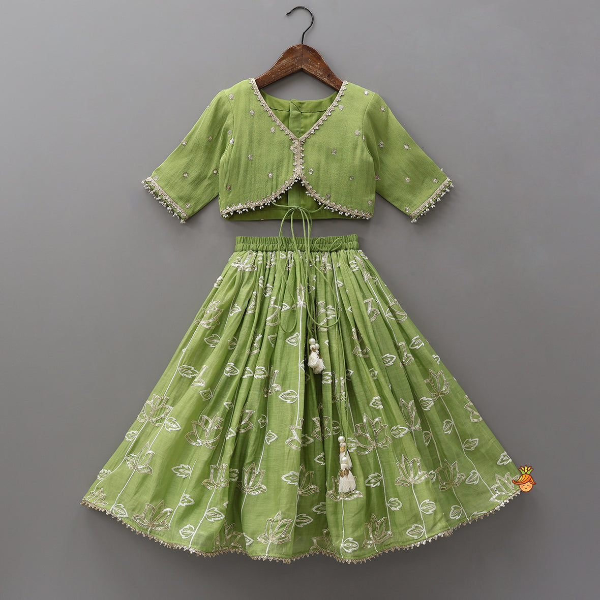 Pre Order: Stylish Top With Sequined Lehenga And Matching Dupatta