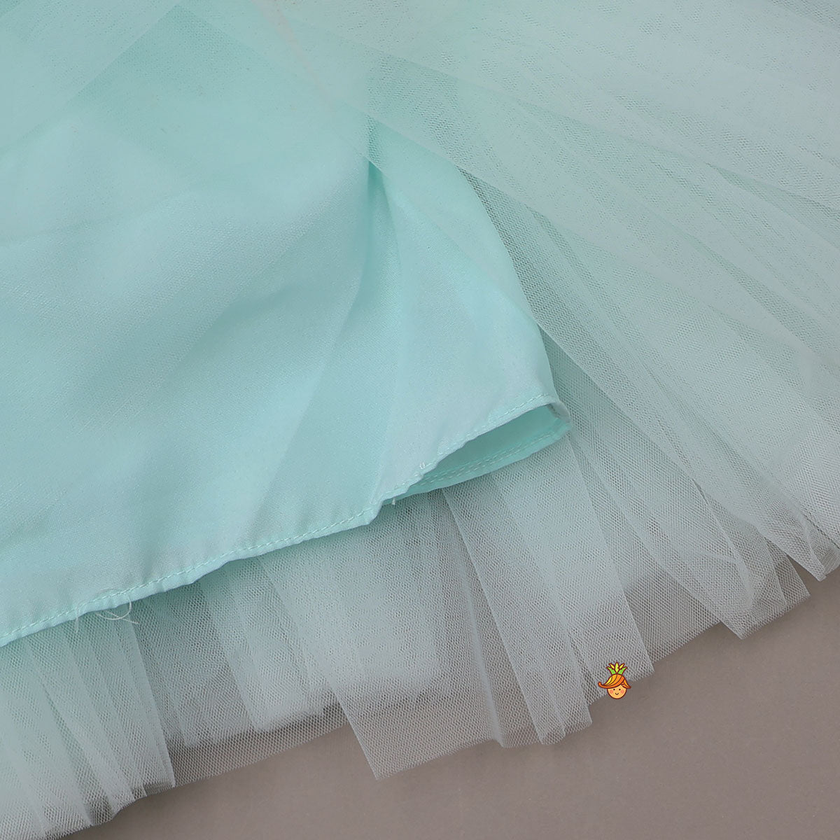 Stunning Aqua-Themed Embroidered Dress With Hair Tie