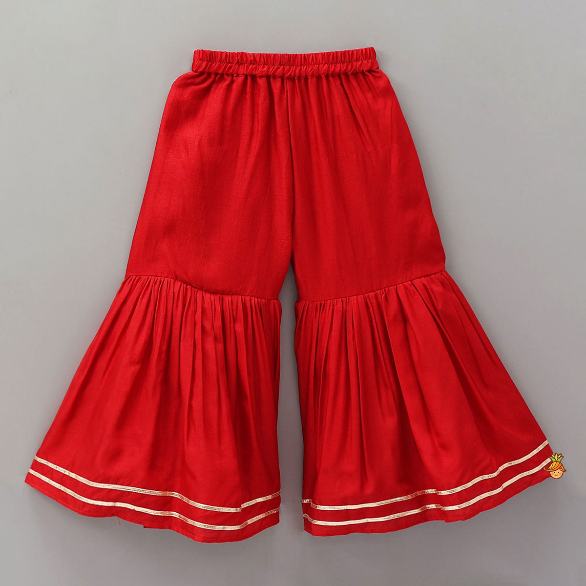 Pre Order: Pleated Armhole Kurti And Sharara With Matching Dupatta