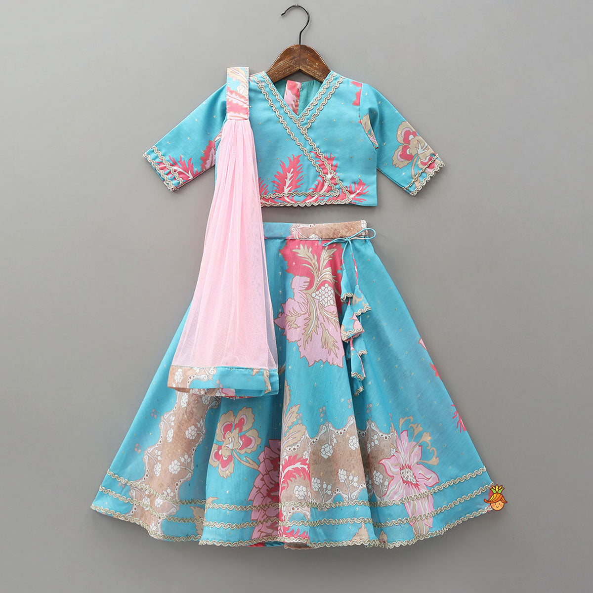 Booti Work Printed Top And Lehenga With Stylish Dupatta