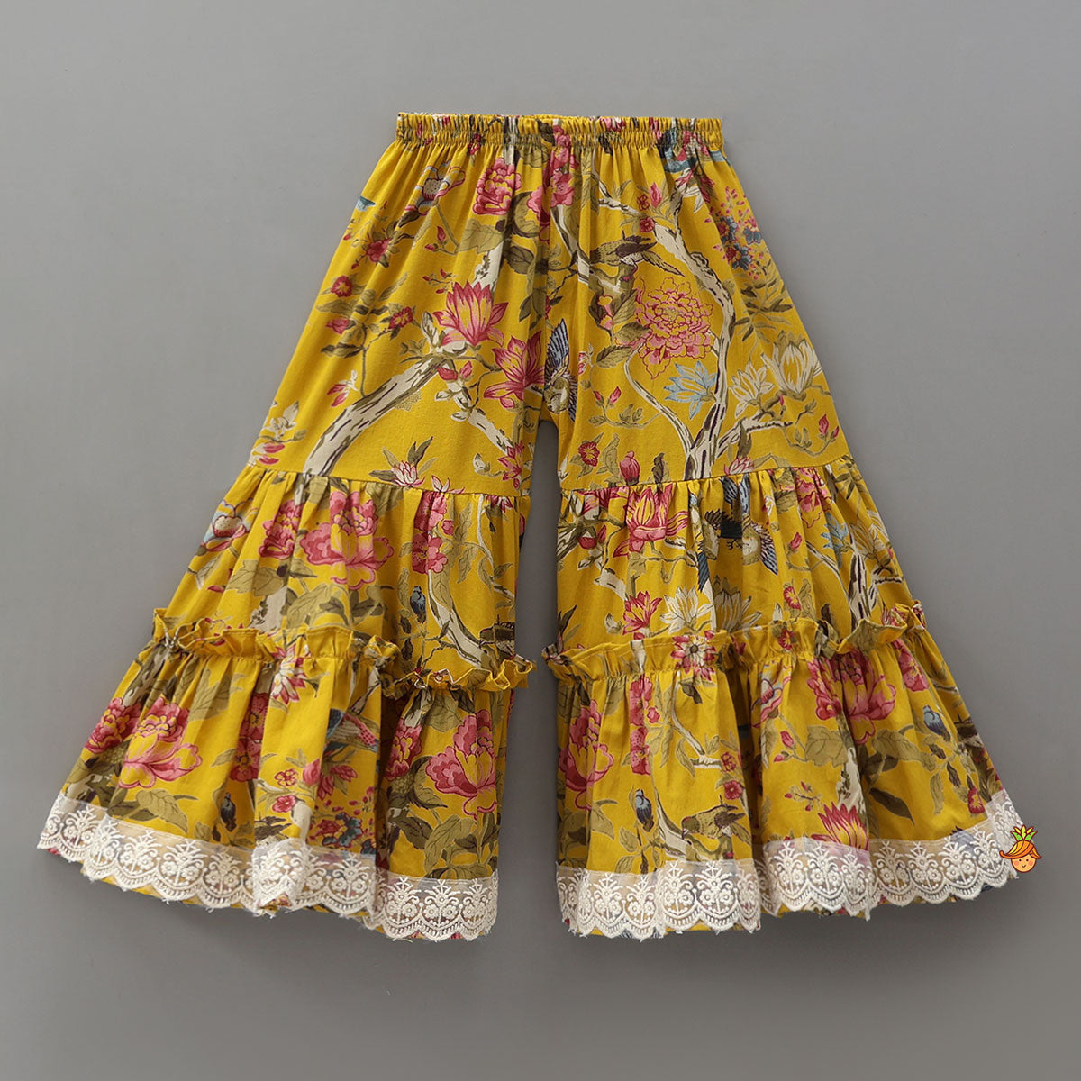 Pre Order: Strappy Top With Floral Printed Jacket And Sharara