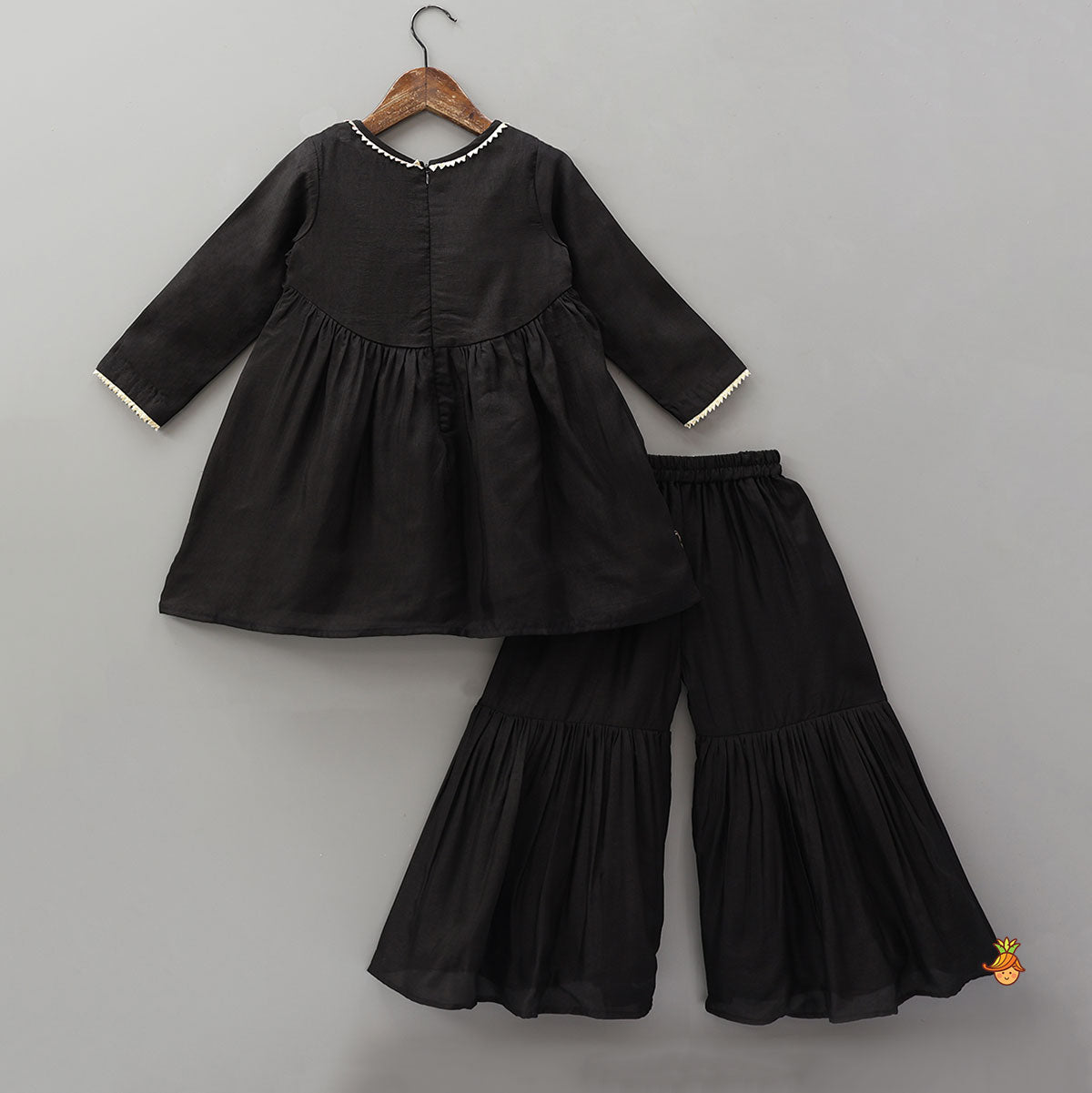 Pre Order: Floral Embroidered Kurti And Sharara With Matching Dupatta