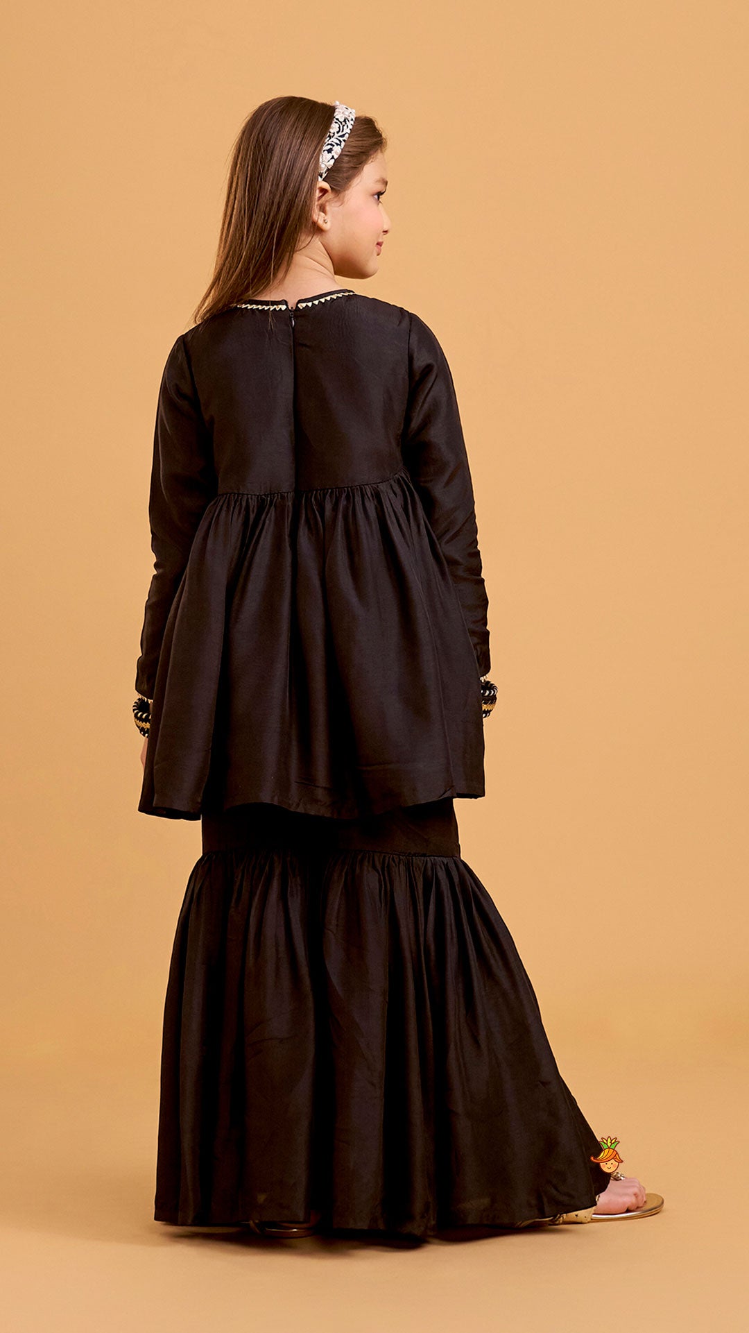 Pre Order: Floral Embroidered Kurti And Sharara With Matching Dupatta