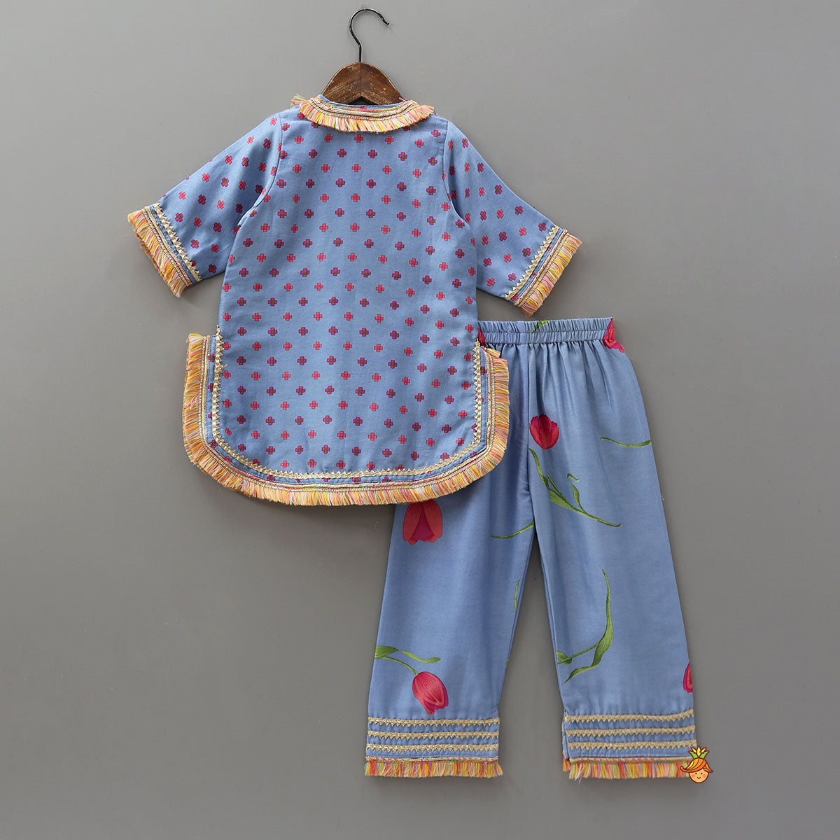 Pre Order: Fringed Printed Kurti And Pant
