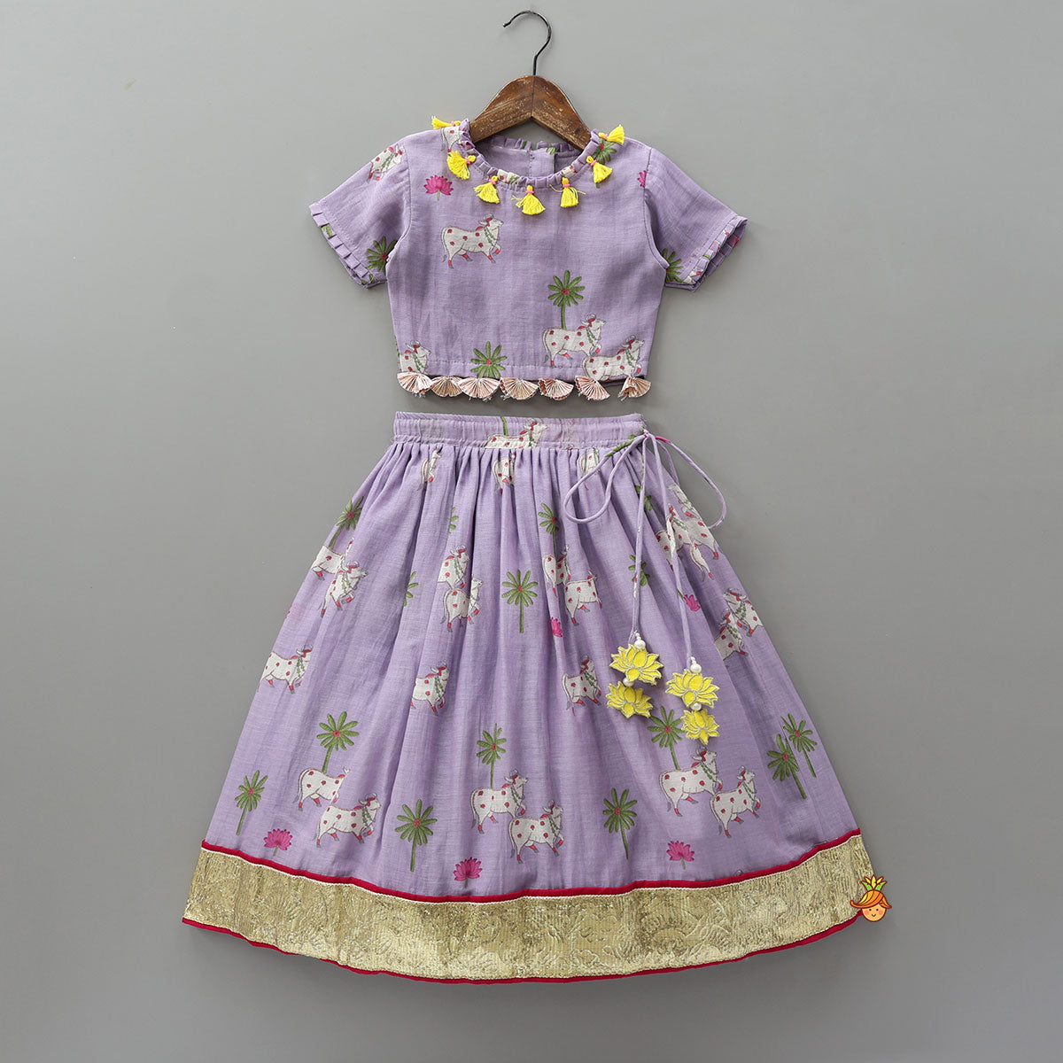 Pre Order: Adorable Printed Top And Lehenga