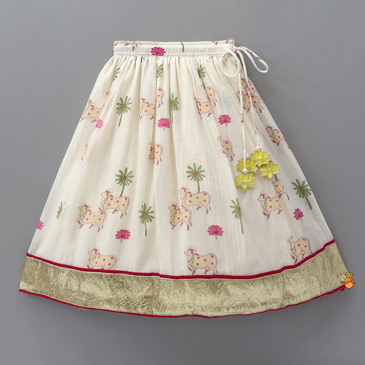 Pre Order: Adorable Printed Top With Fringed Detailing And Lehenga