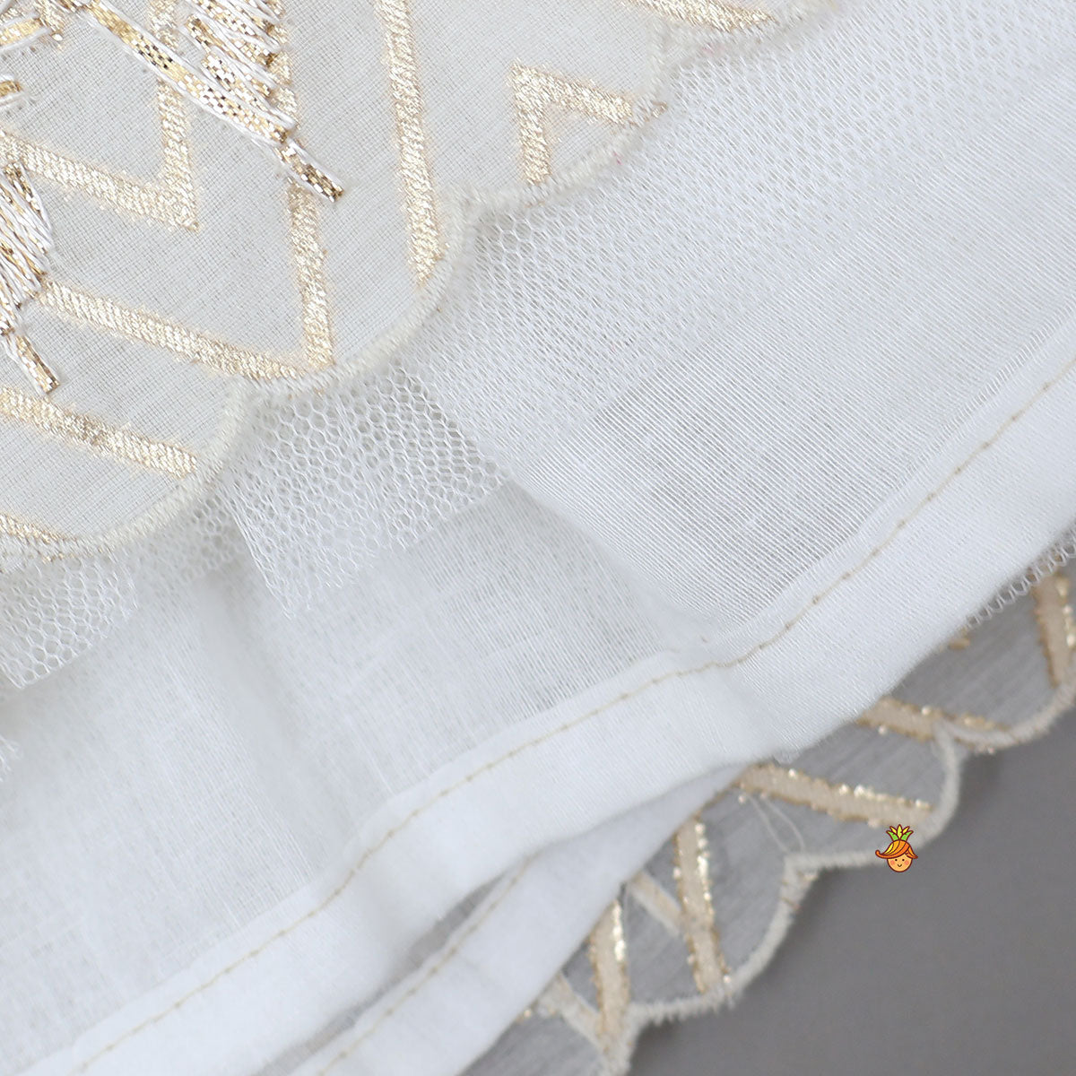 Pre Order: Chevron Detailed Top And Gota Work Lehenga