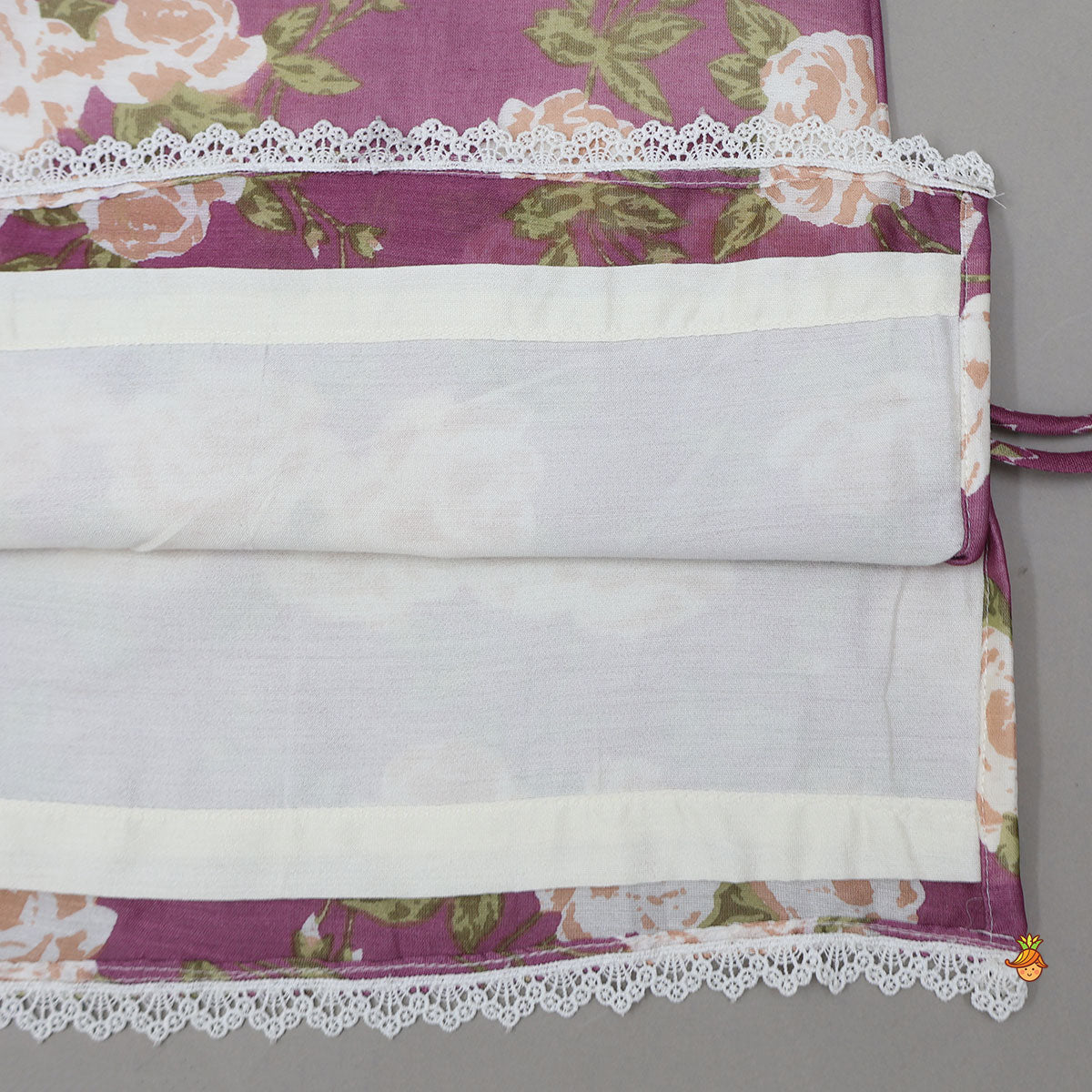 Pre Order: Side Knot Detail Floral Printed Kurti And Pant With Dupatta