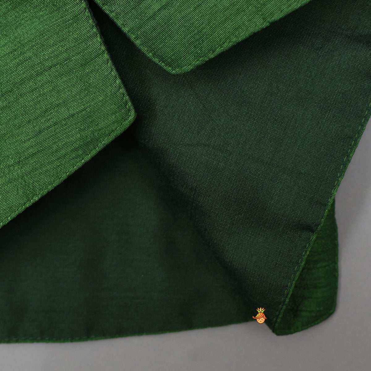 Pre Order: Faux Mirror Work Top And Bandhani Printed Lehenga