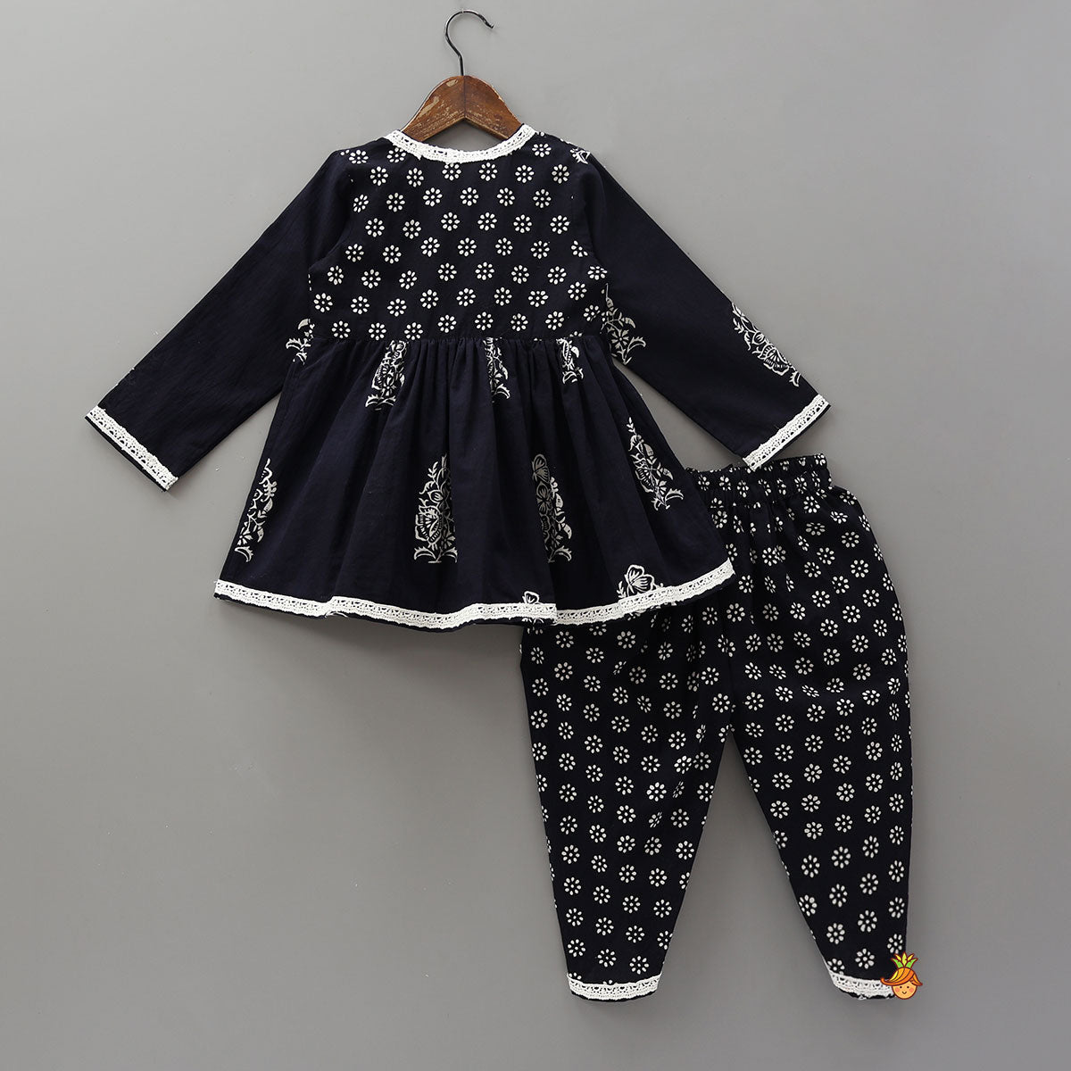 Pre Order: Hand Block Printed Angarkha Ethnic Kurti With Dhoti