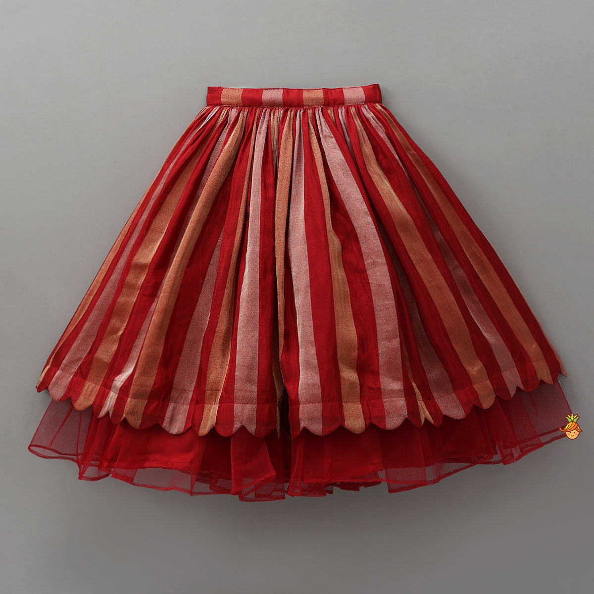 Pre Order: Charming Top With Striped Lehenga And Dupatta