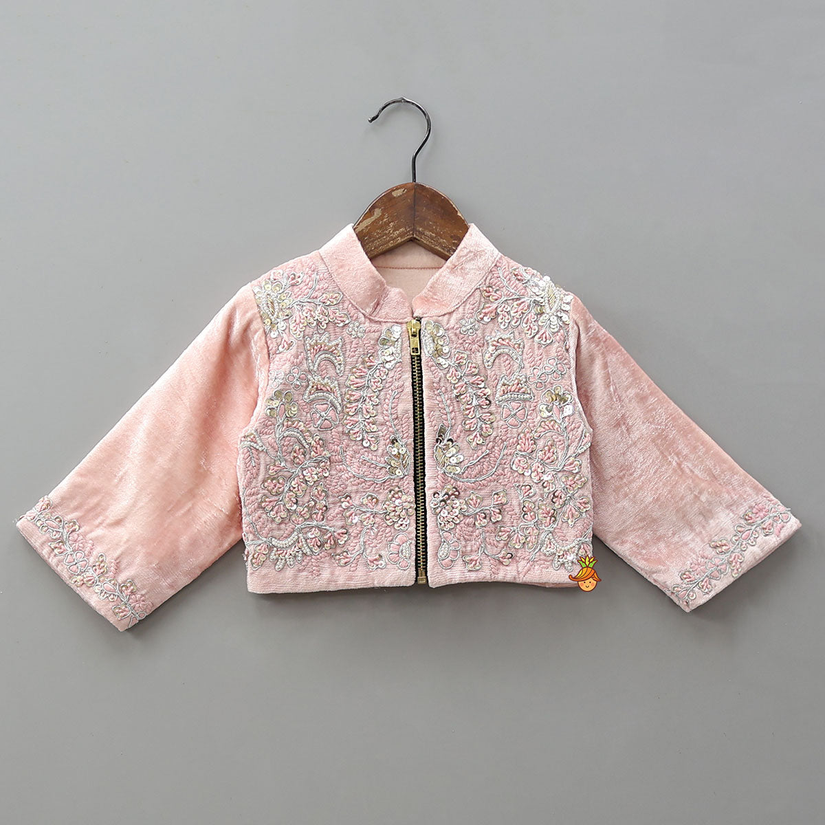 Pre Order: Thread Embroidered Velvet Top And Lehenga