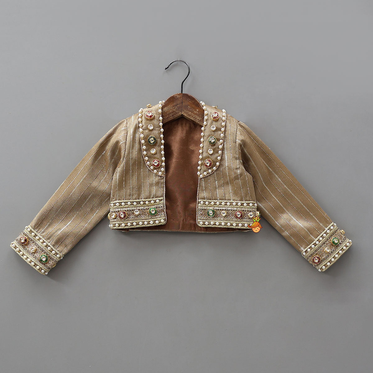 Pre Order: Stunning Pleated Cape Anarkali With Jacket And Matching Hairband