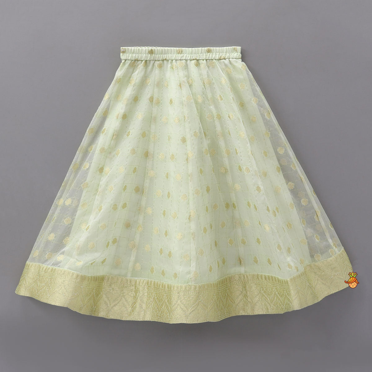 Pre Order: Stylish Hem Top With Checks Work Organza Lehenga