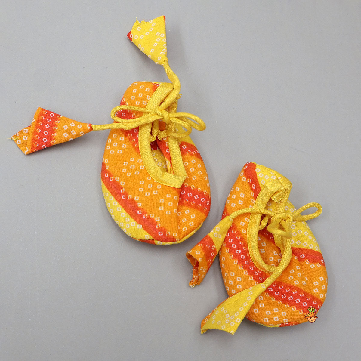 Bandhani Printed Angarkha-Style Kurti With Headband And Booties