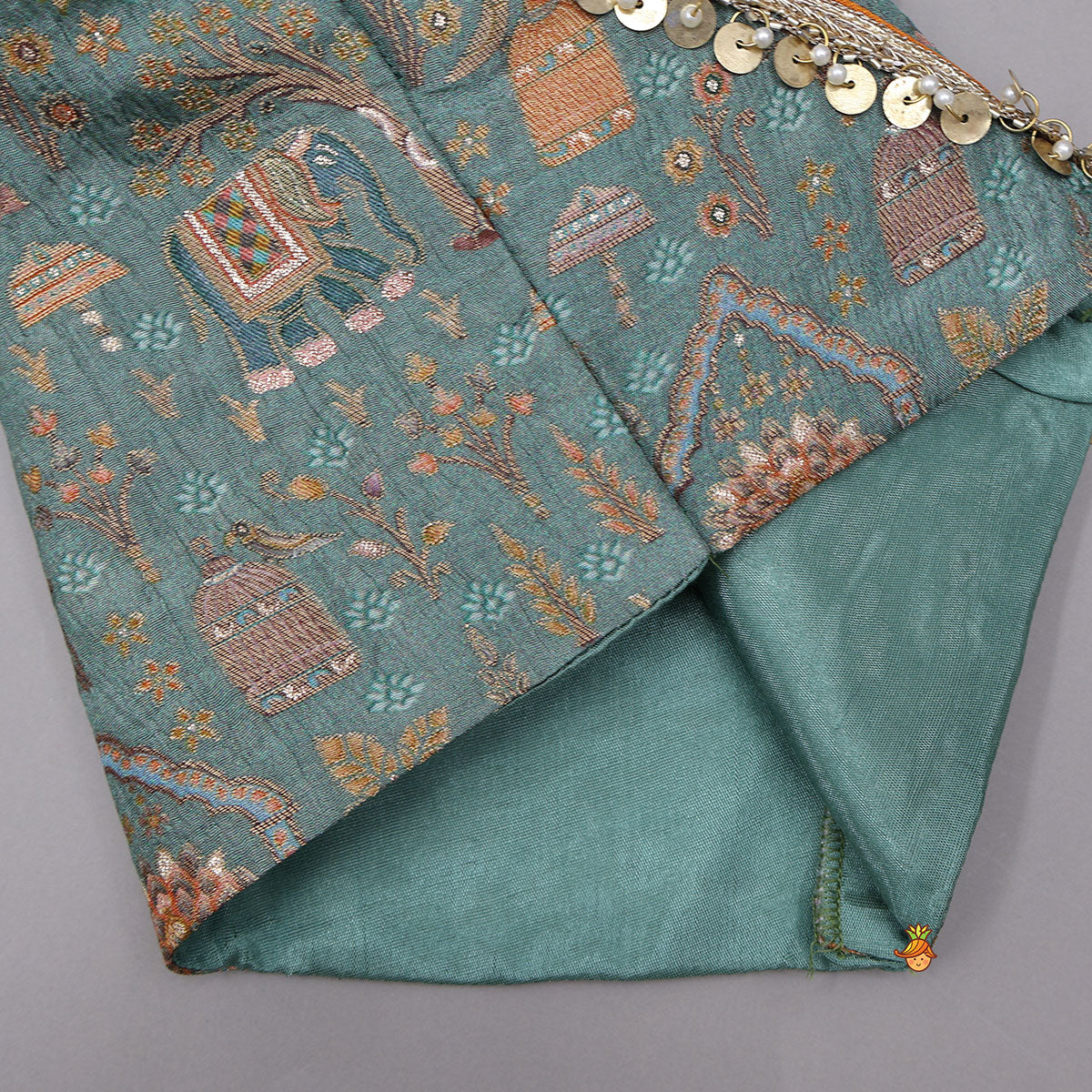 Pre Order: Front-Open Brocade Top And Lehenga