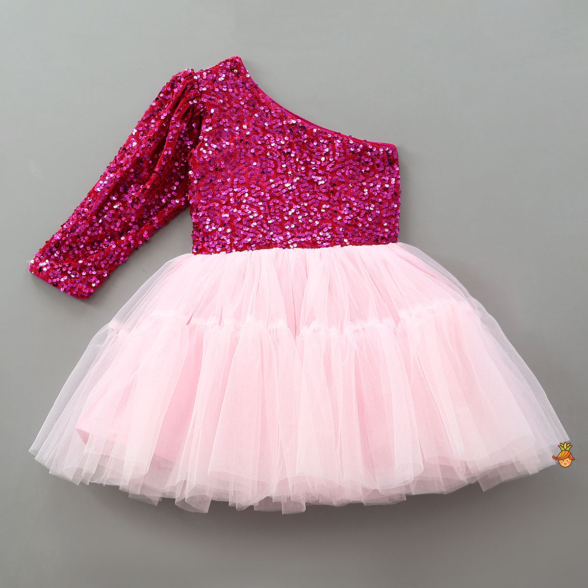 Pre Order: One Shoulder Sequined Net Dress