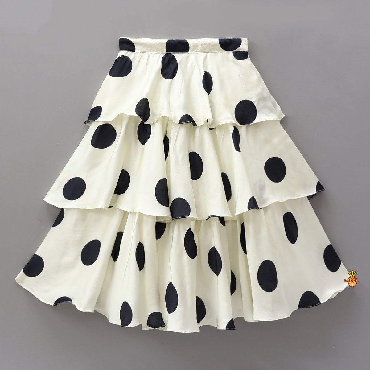 Pre Order: Stunning Halter Neck Polka Dot Printed Top With Matching Layered Skirt