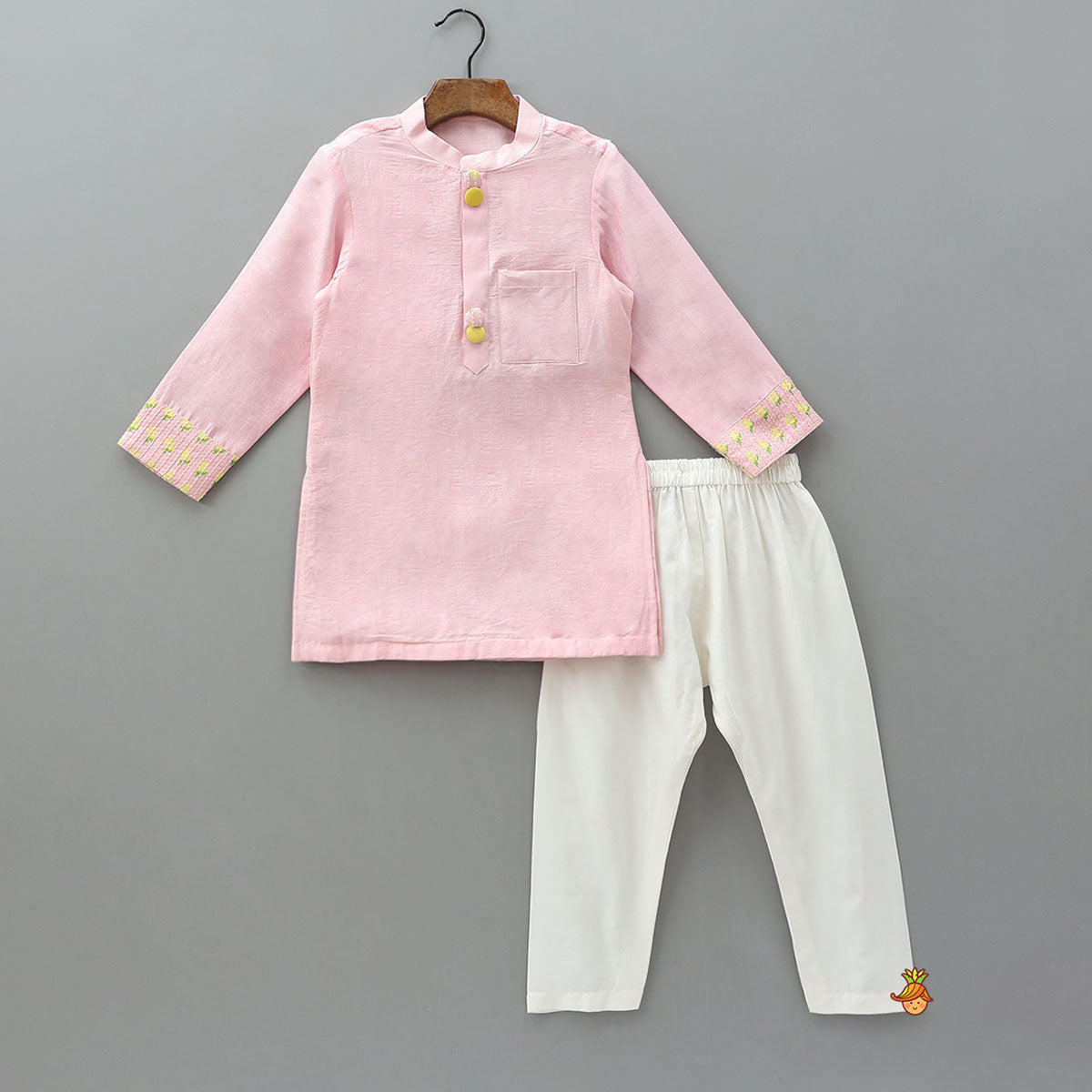 Pre Order: Patch Pocket Kurta With Open Jacket And Pyjama