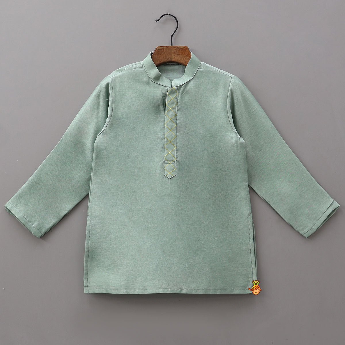 Pre Order: Mandarin-Collar Kurta With Heart-Embroidered Jacket And Pyjama