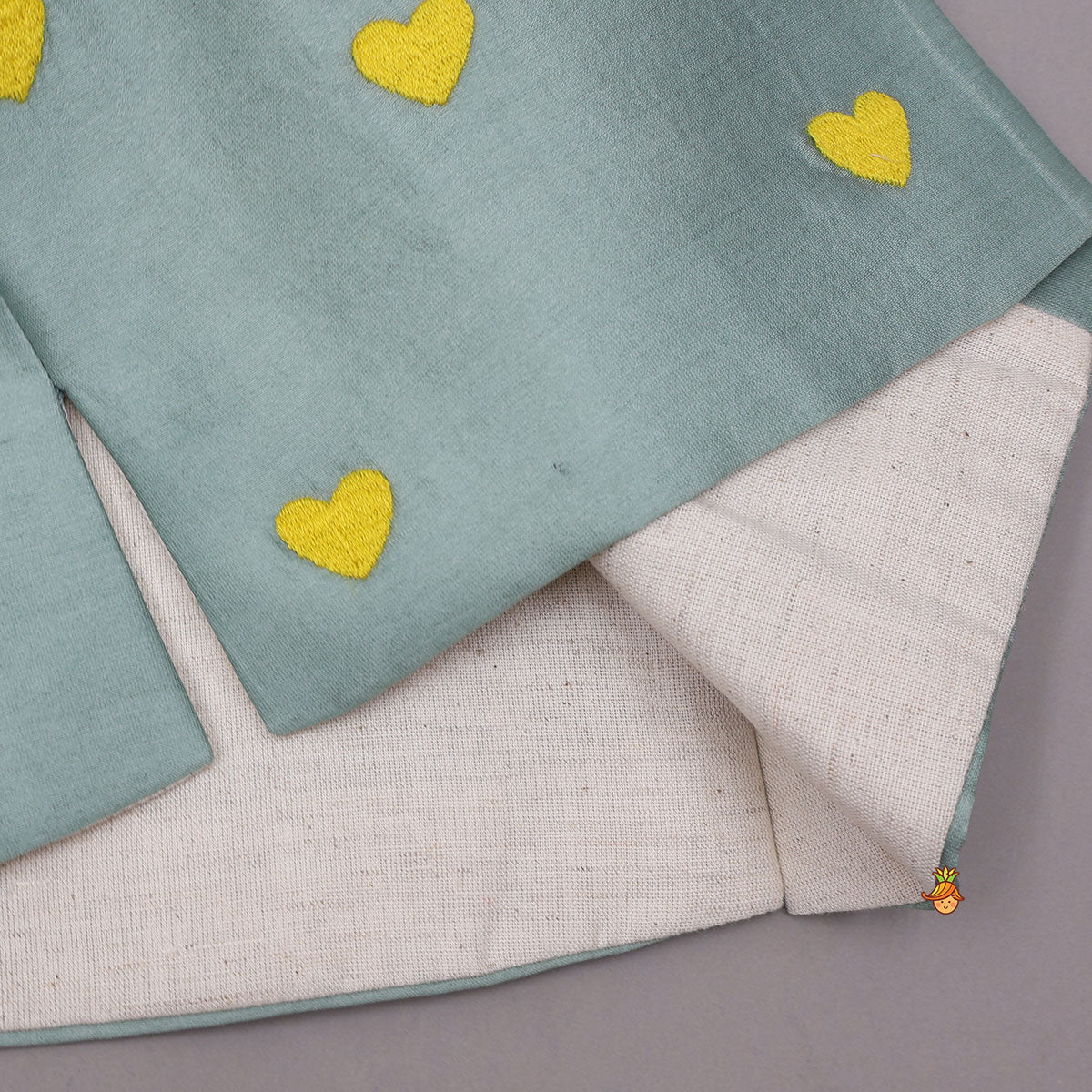 Pre Order: Mandarin-Collar Kurta With Heart-Embroidered Jacket And Pyjama