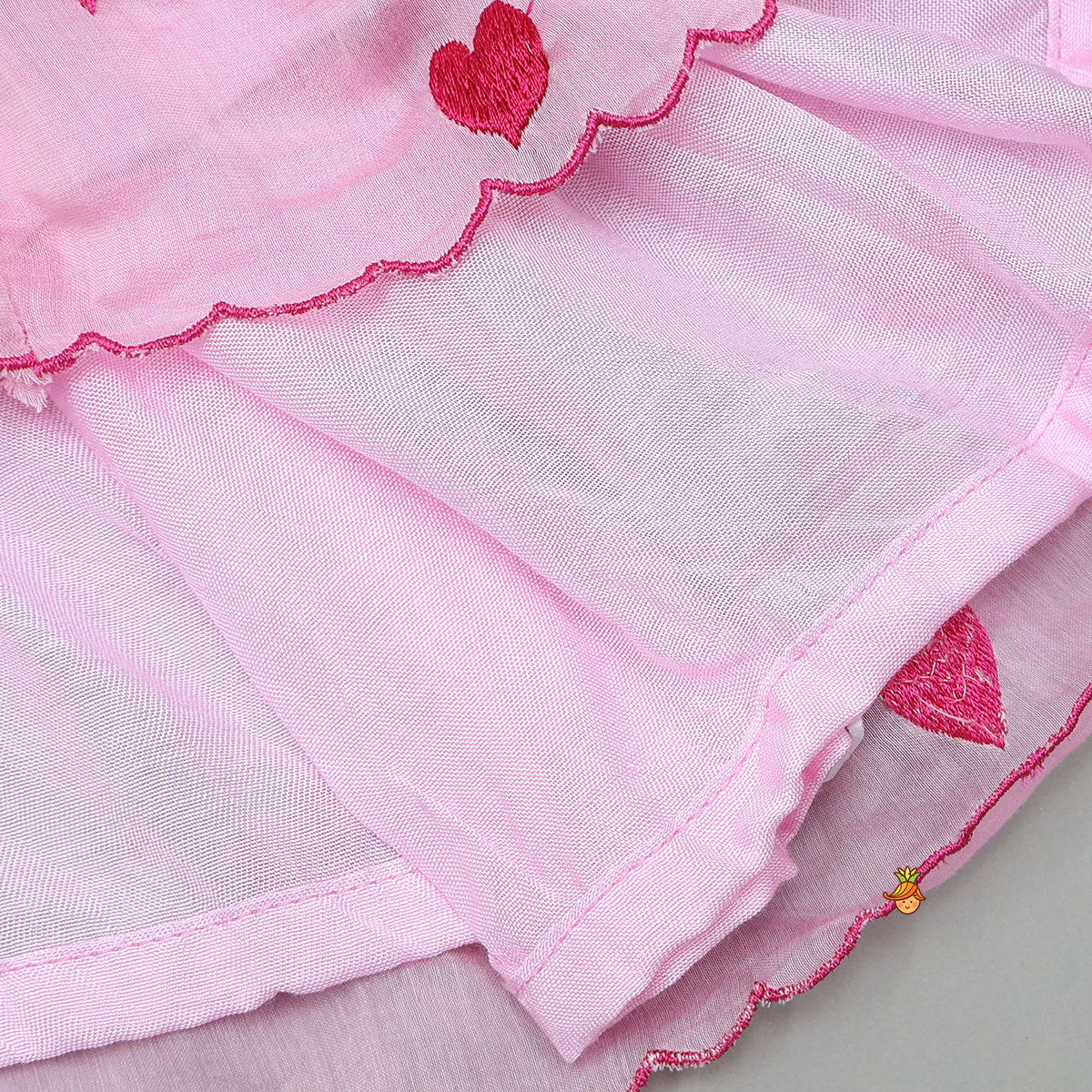 Pre Order: Cute Hearts Embroidered Tie Up Dress With Matching Headband