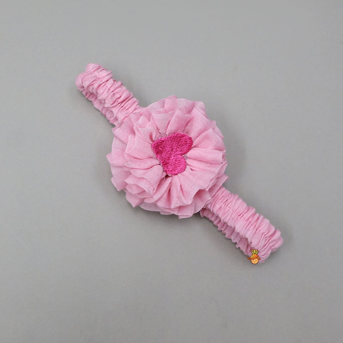 Pre Order: Cute Hearts Embroidered Tie Up Dress With Matching Headband