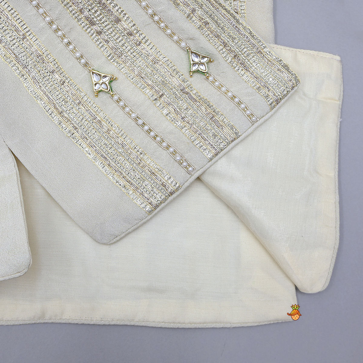 Pre Order: Shimmery Front Open Embroidered Top And Layered Sharara With Contrasting Dupatta