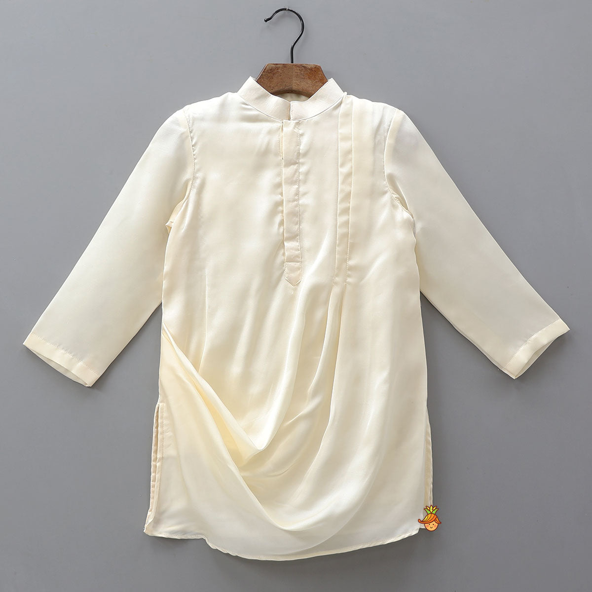 Pre Order: Cowl Kurta With Applique Work Jacket And Pyjama