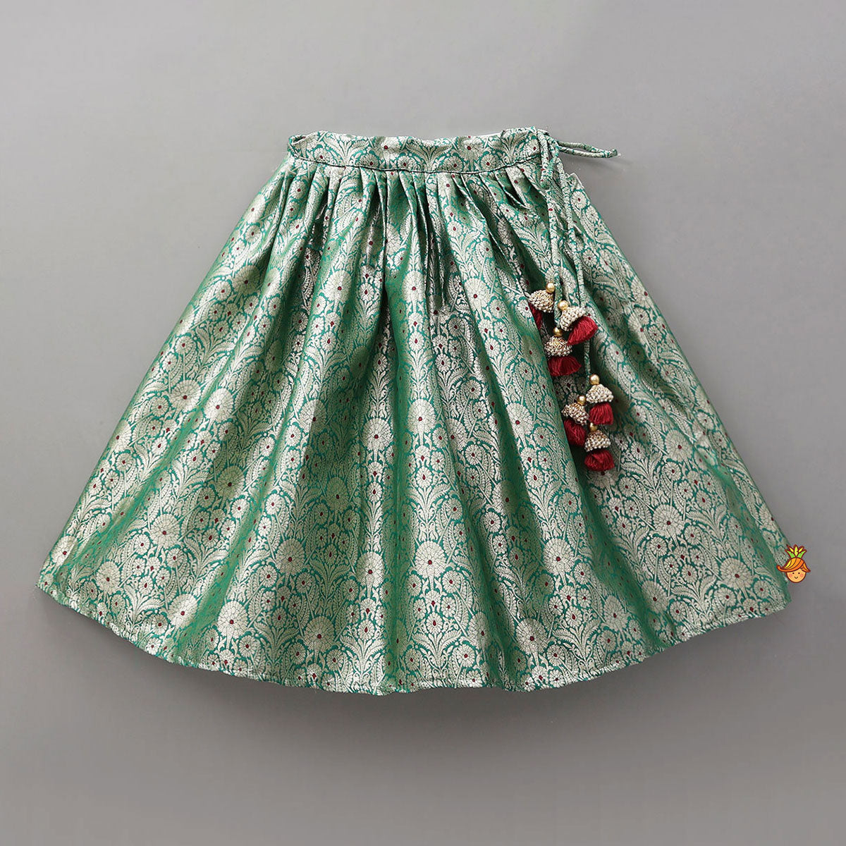 Pre Order: Scalloped Design Top And Brocade Lehenga