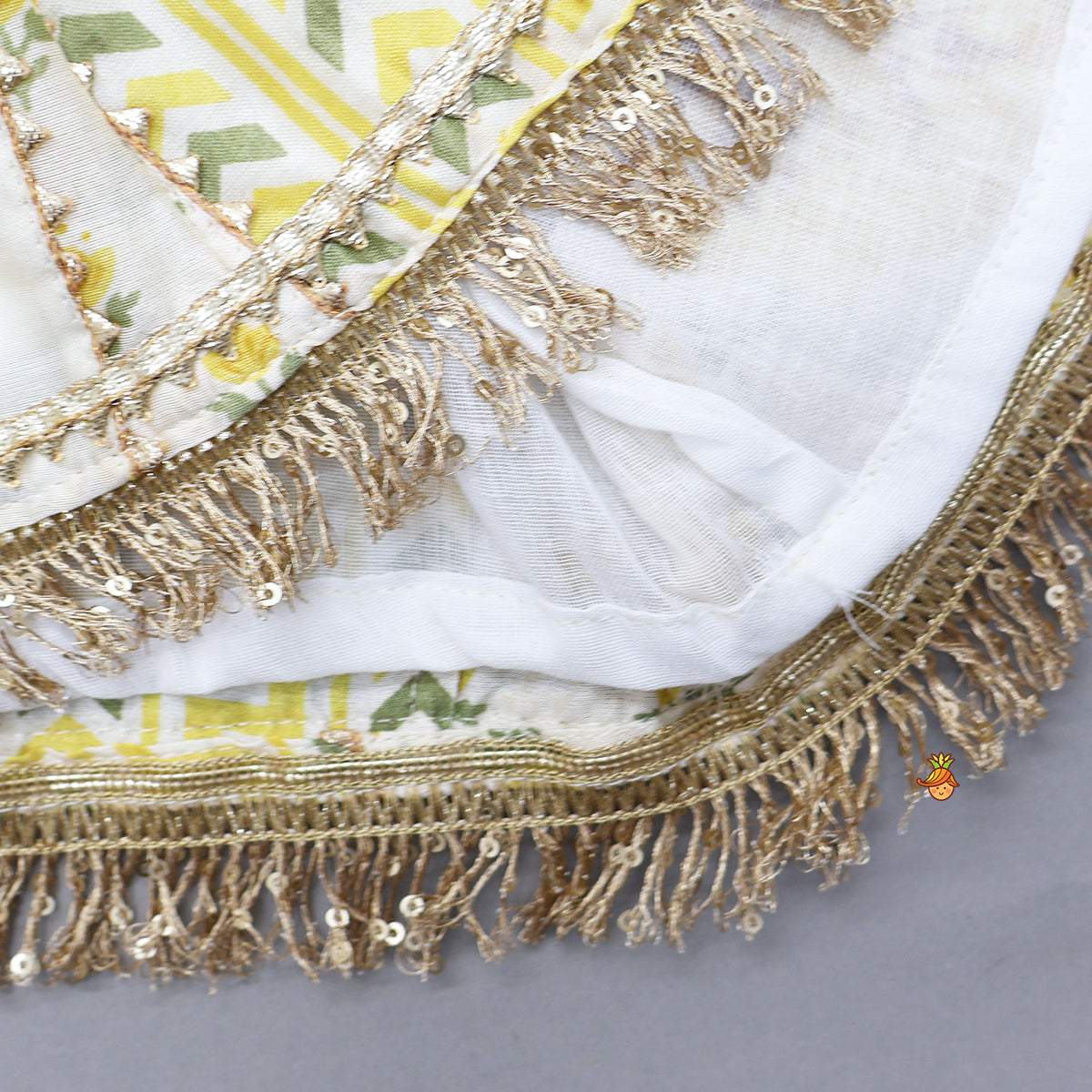 Pre Order: Printed Flared Kurti And Matching Dhoti With Net Dupatta