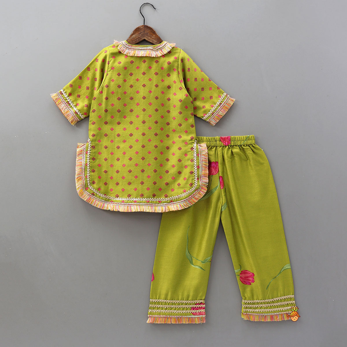 Pre Order: Fringed Printed Elegant Kurti And Pant